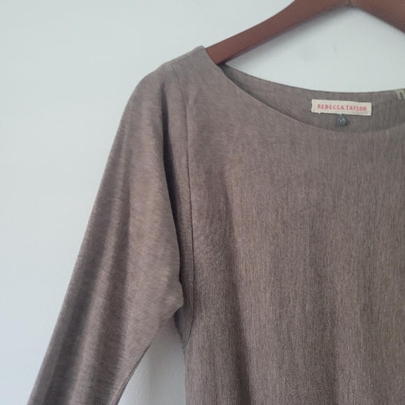 Rebecca Taylor Taupe Bodycon Ruched Long Sleeve Mini Dress Size Extra Small - Picture 5 of 12